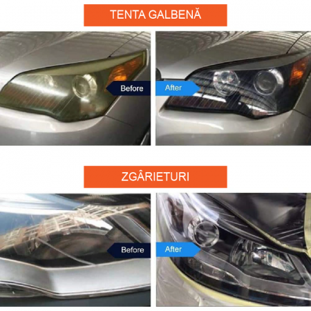 Kit Complet Restaurare Faruri Masina Profesional SUPER TRENDS®, cu Bureti, Pasta Lustruire, Hartie Abraziva si Lichid Protectie, Compatibil Bormasina, 2 Faruri [5]