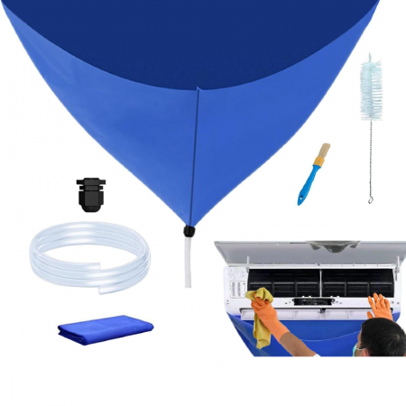 Kit de Curatare si Igienizare Aparat de Aer Conditionat Tip Split Profesional SUPER TRENDS®, Husa, Perie, Pensula, Furtun, Laveta, Albastru [1]