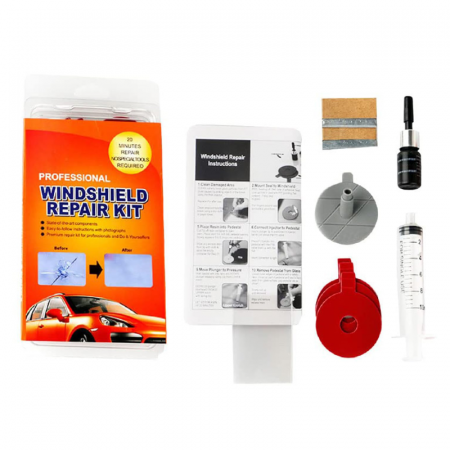 Produse - Kit Reparatie Parbriz Profesional SUPER TRENDS®, Geam auto, Fisura, Lovitura Piatra, Accesorii si Adeziv, Calitate