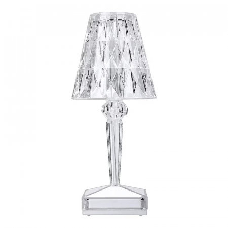 Produse - Lampa de Masa Cristal LED Premium SUPER TRENDS®, Tactila, Schimbare Culori in 3 Moduri, Reincarcabila, Acril, Design modern, Inaltime 26 cm