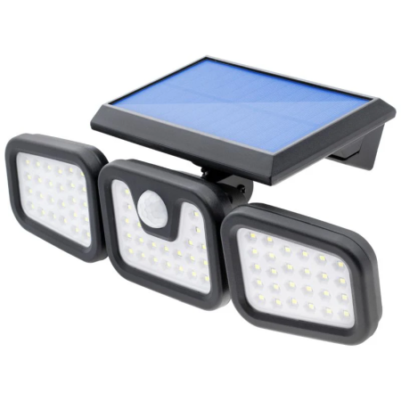 Casa & Gradina - Lampa Solara de Perete SUPER TRENDS®, cu Senzor de Miscare, 74 Leduri SMD, 15W, IP65, Lumina Rece, Incarcare Solara, Neagra