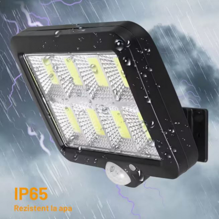 Lampa Solara LED Premium SUPER TRENDS® Cu Telecomanda, Ajustabila, Senzor De Miscare Si Lumina, Baterie Inclusa 1200 mAh, 260 LM, 120 COB LED, Lungime Cablu 5 Metri, Rezistenta La Apa, Negru [3]