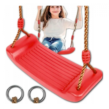 Leagan Pentru Copii Premium SUPER TRENDS®, Din ABS Rezistent, cu Franghie Ajustabila 175 cm, Pentru Interior si Exterior, Sustine Pana la 70 kg, +3 ani, Rosu [7]