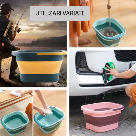 Lighean Pliabil Pentru Baie de Picioare SUPER TRENDS®, 13 L, Pedichiura, Masaj si Ingrijire, cu Maner, Usor de Curatat, cu Puncte de Presiune, Reflexoterapie, 43 x 33.5 x 22cm, Gri [7]