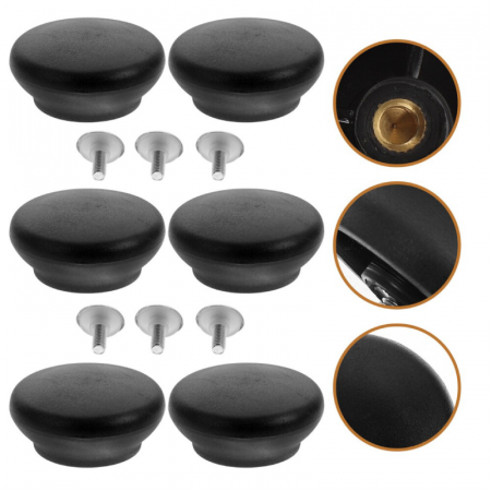 Set 2 Manere Universale Pentru Capac de Oala Premium SUPER TRENDS®, Buton de Inlocuire pentru Capace de Tigaie sau Cratita, Rezistent la caldura, Negru, 4, 1x1, 9 cm [5]
