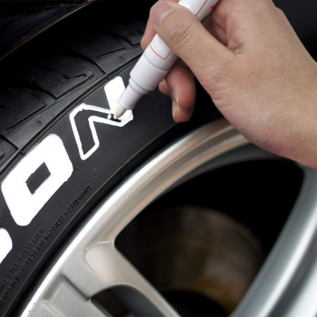 Marker Pentru Anvelope Auto si Moto Profesional SUPER TRENDS®, Vopsea Rezistenta la Apa, Varf 3 mm, Alb, 1 Buc, 12 ml [1]
