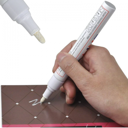 Marker Pentru Anvelope Auto si Moto Profesional SUPER TRENDS®, Vopsea Rezistenta la Apa, Varf 3 mm, Alb, 1 Buc, 12 ml [3]