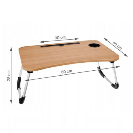 Masa Pliabila Multifunctionala Laptop SUPER TRENDS®, Din Lemn, cu Suport Pentru Pahar si Tableta, Ideala Pentru Pat, Birou, Mic Dejun, Studiu, 60 x 40 x 28 cm [2]