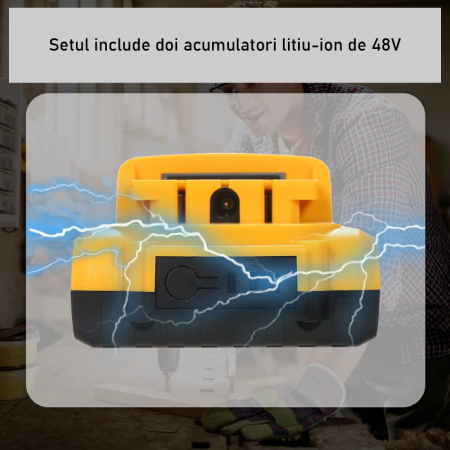 Masina de Gaurit si Insurubat cu Acumulator SUPER TRENDS, 2 Acumulatori Li-Ion, Incarcator, Valiza Transport, Galben-Negru [11]