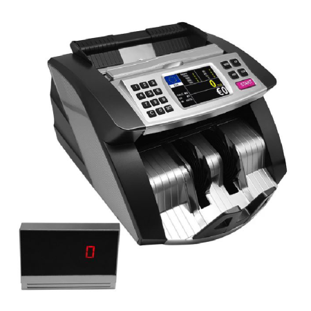 Masina de Numarat Bani cu Detectie IR/UV/MG, SUPER TRENDS®, Moduri Add & Batch, cu Display Propriu si Extern, Display LCD color, 1000 bancnote/min, Negru + Gri [6]
