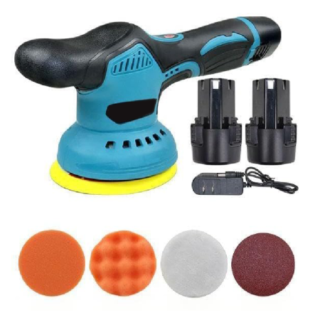 Auto & Moto - Masina de Polisat Auto cu Accesorii SUPER TRENDS®, 2 Acumulatori 12V, 8 Viteze, 5500 RPM, 4 Bureti, Albastru-Negru