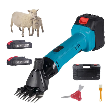 Masina de Tuns Oi Electrica SUPER TRENDS® Profesionala, 6 Viteze, 2 Acumulatori de 48V, Utila si Pentru Alte Animale, Geanta Transport, Albastru, Negru [1]