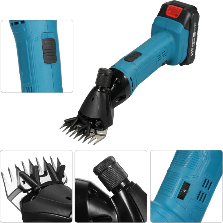 Masina de Tuns Oi Electrica SUPER TRENDS® Profesionala, 6 Viteze, 2 Acumulatori de 48V, Utila si Pentru Alte Animale, Geanta Transport, Albastru, Negru [4]