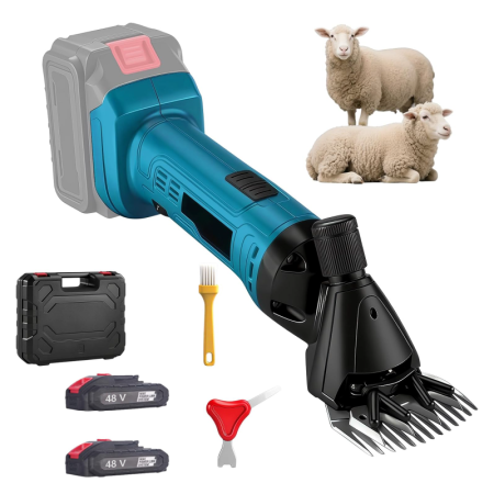 Masina de Tuns Oi Electrica SUPER TRENDS® Profesionala, 6 Viteze, 2 Acumulatori de 48V, Utila si Pentru Alte Animale, Geanta Transport, Albastru, Negru [3]