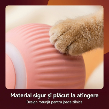 Minge interactiva pentru pisici, cu incarcare USB, 2 moduri, din silicon, dimensiune mica, roz [3]