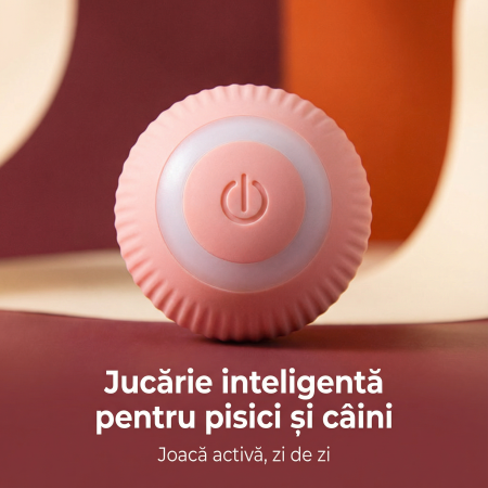 Minge interactiva pentru pisici, cu incarcare USB, 2 moduri, din silicon, dimensiune mica, roz [1]
