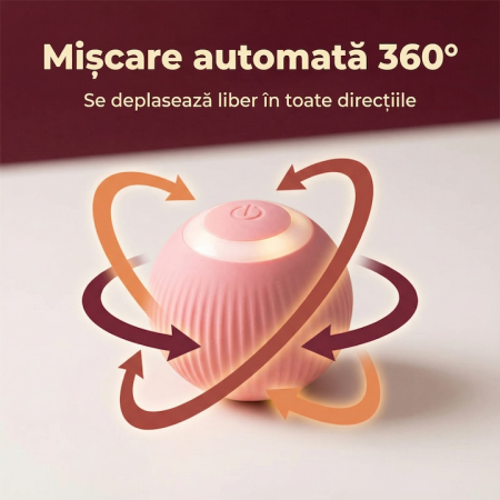 Minge interactiva pentru pisici, cu incarcare USB, 2 moduri, din silicon, dimensiune mica, roz [4]