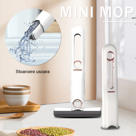 Mini Mop Portabil Premium SUPER TRENDS®, Pentru Diferite Suprafete si Geamuri, Sistem Autostoarcere, Spalare Umeda si Uscata, Alb [5]