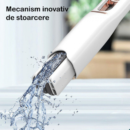 Mini Mop Portabil Premium SUPER TRENDS®, Pentru Diferite Suprafete si Geamuri, Sistem Autostoarcere, Spalare Umeda si Uscata, Alb [6]