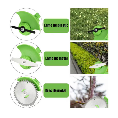 Motocoasa Electrica Profesionala SUPER TRENDS®, 1500W cu 2 Acumulatori 48V, Roti Detasabile si 3 Unghiuri de Taiere, Design Rezistent din ABS si Metal, Verde [2]