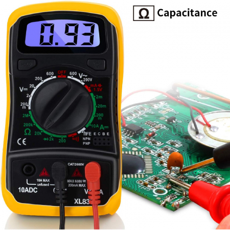 Multimetru Digital Portabil Profesional SUPER TRENDS®, Afisaj LCD, Voltmetru AC/DC Pentru Masurarea Tensiunii, Curentului, Rezistentei, Testarii Continuitatii si Sondelor, Galben-Negru [5]