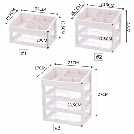 Organizator de Produse Cosmetice Premium SUPER TRENDS®, 27x23x17 cm, Plastic ABS, 3 Sertare, Transparent [3]