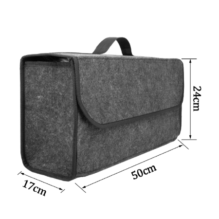 Organizator Portbagaj Auto SUPER TRENDS®, Geanta de Depozitare Pliabila Din Fetru, Gri, 50 x 17 x 24 cm [1]