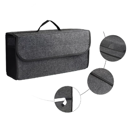 Organizator Portbagaj Auto SUPER TRENDS®, Geanta de Depozitare Pliabila Din Fetru, Gri, 50 x 17 x 24 cm [7]
