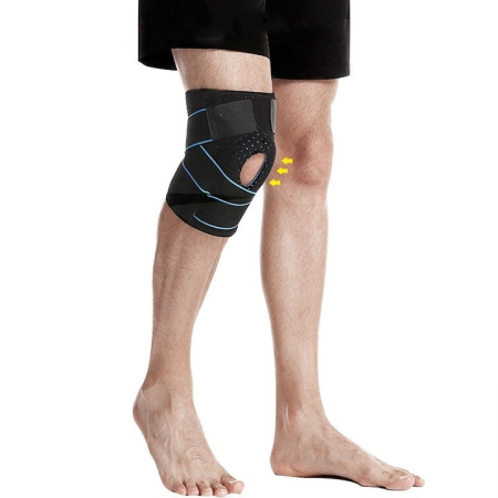 Orteza Genunchi Super Trends® Flexibila Cu Suport Patelara, Orteza De Genunchi Mobila Reglabila, Orteza Mobila Genunchi Cu Bretele De Compresie, Orteza Genunchi Pentru Sustinere Si Recuperare, Orteza Patelara Negru Albastru, Marime Universala [13]