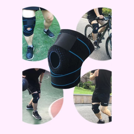 Orteza Genunchi Super Trends® Flexibila Cu Suport Patelara, Orteza De Genunchi Mobila Reglabila, Orteza Mobila Genunchi Cu Bretele De Compresie, Orteza Genunchi Pentru Sustinere Si Recuperare, Orteza Patelara Negru Albastru, Marime Universala [15]