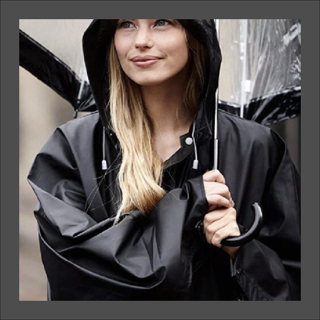 Pelerina de Ploaie Impermeabila cu Gluga Fixa SUPER TRENDS®, Marime Universala, Neagra [6]