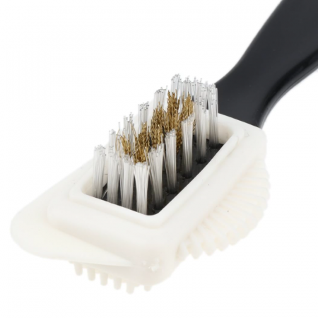 Perie curatare incaltaminte din piele intoarsa 3 in 1, Premium SUPER TRENDS®, Plastic, 15, 5 x 4, 5 x 2, 8 cm, Negru-Alb [1]