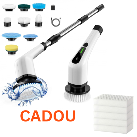 Produse - Perie de Curatat Electrica Rotativa 9 in 1 Premium SUPER TRENDS®, Fara Fir, Brat Reglabil, Capete de Perie Inlocuibile Pentru Dus, Baie, Bucatarie, Podea + 5 BURETI MAGICI CADOU