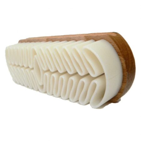 Perie Pentru Curatat Pantofi Din Piele Intoarsa Premium SUPER TRENDS®, Din Lemn si Cauciuc, 12.8 x 4.3 x 3 cm, Maro - Alb [1]