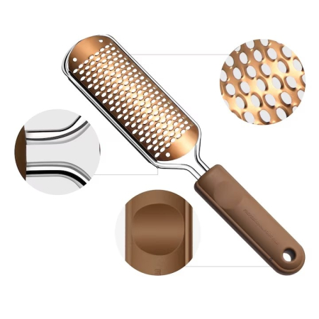 Pila Calcaie SUPER TRENDS® Profesionala Din Otel Inoxidabil Cu Maner Ergonomic Antialunecare, Pila Profesionala Cu Suprafata Dubla Pentru Indepartarea Pielii Ingrosate, Pila Calcaie Pentru Calcaie Uscate Si Aspra, Accesoriu Pedichiura Manual, 28 x 6 cm [7]