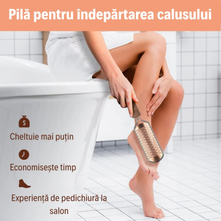 Pila Calcaie SUPER TRENDS® Profesionala Din Otel Inoxidabil Cu Maner Ergonomic Antialunecare, Pila Profesionala Cu Suprafata Dubla Pentru Indepartarea Pielii Ingrosate, Pila Calcaie Pentru Calcaie Uscate Si Aspra, Accesoriu Pedichiura Manual, 28 x 6 cm [6]