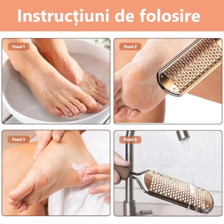 Pila Calcaie SUPER TRENDS® Profesionala Din Otel Inoxidabil Cu Maner Ergonomic Antialunecare, Pila Profesionala Cu Suprafata Dubla Pentru Indepartarea Pielii Ingrosate, Pila Calcaie Pentru Calcaie Uscate Si Aspra, Accesoriu Pedichiura Manual, 28 x 6 cm [4]