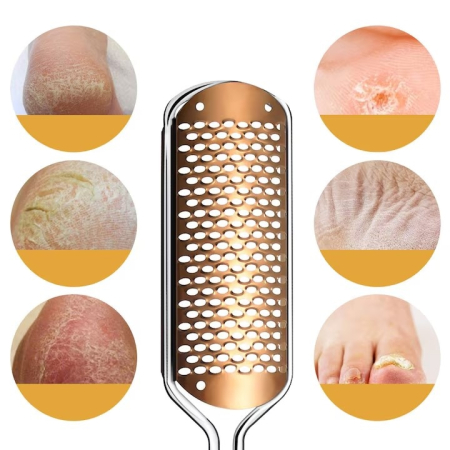 Pila Calcaie SUPER TRENDS® Profesionala Din Otel Inoxidabil Cu Maner Ergonomic Antialunecare, Pila Profesionala Cu Suprafata Dubla Pentru Indepartarea Pielii Ingrosate, Pila Calcaie Pentru Calcaie Uscate Si Aspra, Accesoriu Pedichiura Manual, 28 x 6 cm [8]