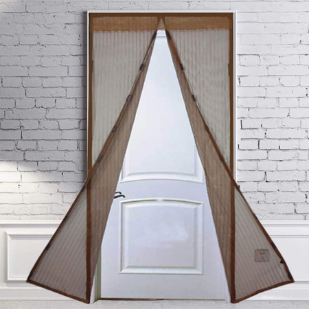 Plasa Pentru Usa cu Inchidere Magnetica Premium SUPER TRENDS®, Anti Insecte, Tantari, Muste, Paianjeni, 100 x 210 cm, Rezistenta, Maro [3]