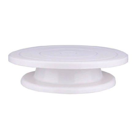 Casa & Gradina - Platou Rotativ Pentru Ornare Tort sau Prajituri SUPER TRENDS®, Margine Antiderapanta Din Cauciuc, Diametru 28cm, Inaltime 7 cm, Alb