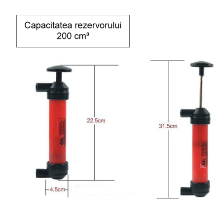 1 + 1 GRATIS Pompa Manuala Transfer Lichide, Aer, Profesionala SUPER TRENDS®, Rezistenta la Acizi si Baze, Plastic Gros, cu 2 Furtunuri, Rosu-Negru [6]