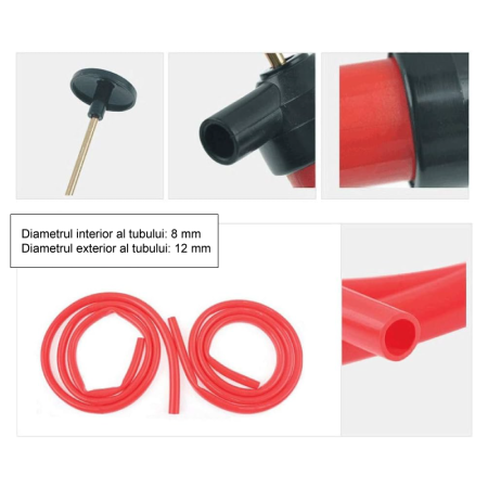 1 + 1 GRATIS Pompa Manuala Transfer Lichide, Aer, Profesionala SUPER TRENDS®, Rezistenta la Acizi si Baze, Plastic Gros, cu 2 Furtunuri, Rosu-Negru [3]