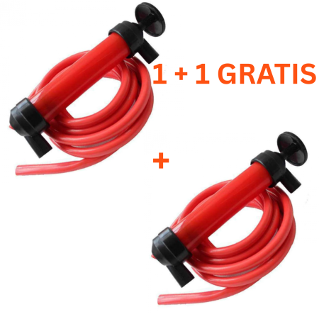 Produse - 1 + 1 GRATIS Pompa Manuala Transfer Lichide, Aer, Profesionala SUPER TRENDS®, Rezistenta la Acizi si Baze, Plastic Gros, cu 2 Furtunuri, Rosu-Negru
