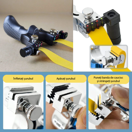 Prastie cu Lumina Laser SUPER TRENDS®, cu Benzi de Cauciuc, Boloboc, Pentru Vanatoare, Neagra [6]