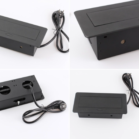 Priza Incastrabila in Blat SUPER TRENDS®, Schuko, 3 x 2P + E, 16A, 3600W, cablu 1.5 m, IP20, Negru [1]