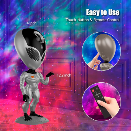 Proiector Stele Extraterestru pentru Copii Premium SUPER TRENDS®, Lampa LED cu Cer Instelat si Nebuloasa pe Tavan, Rotatie 360°, Telecomanda, Sistem de Dialog Vocal, Lumina de Noapte Pentru Copii, Arg [5]
