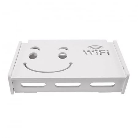 Raft Suport Router Wireless SUPER TRENDS®, Pentru Mascare Fire si Echipament WiFi, Material Premium, 40x20x9.5 cm, Alb Mat [1]