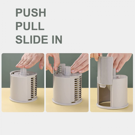 Razatoare Manuala Rotativa Multifunctionala Pentru Legume si Branzeturi Premium SUPER TRENDS®, cu 3 Tipuri de Lame Interschimbabile, Ventuza Puternica de Fixare, Plastic si Otel Inoxidabil, Multicolor [6]