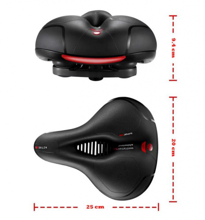 Sa Bicicleta Premium SUPER TRENDS®, Ergonomica si Larga, Spuma Memorie 5cm, Ventilatie Centrala, Amortizare Dubla, Impermeabila, Universala, Ultra Confort pentru MTB, Trekking si City Bike, Negru [1]