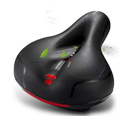Produse - Sa Bicicleta Premium SUPER TRENDS®, Ergonomica si Larga, Spuma Memorie 5cm, Ventilatie Centrala, Amortizare Dubla, Impermeabila, Universala, Ultra Confort pentru MTB, Trekking si City Bike, Negru